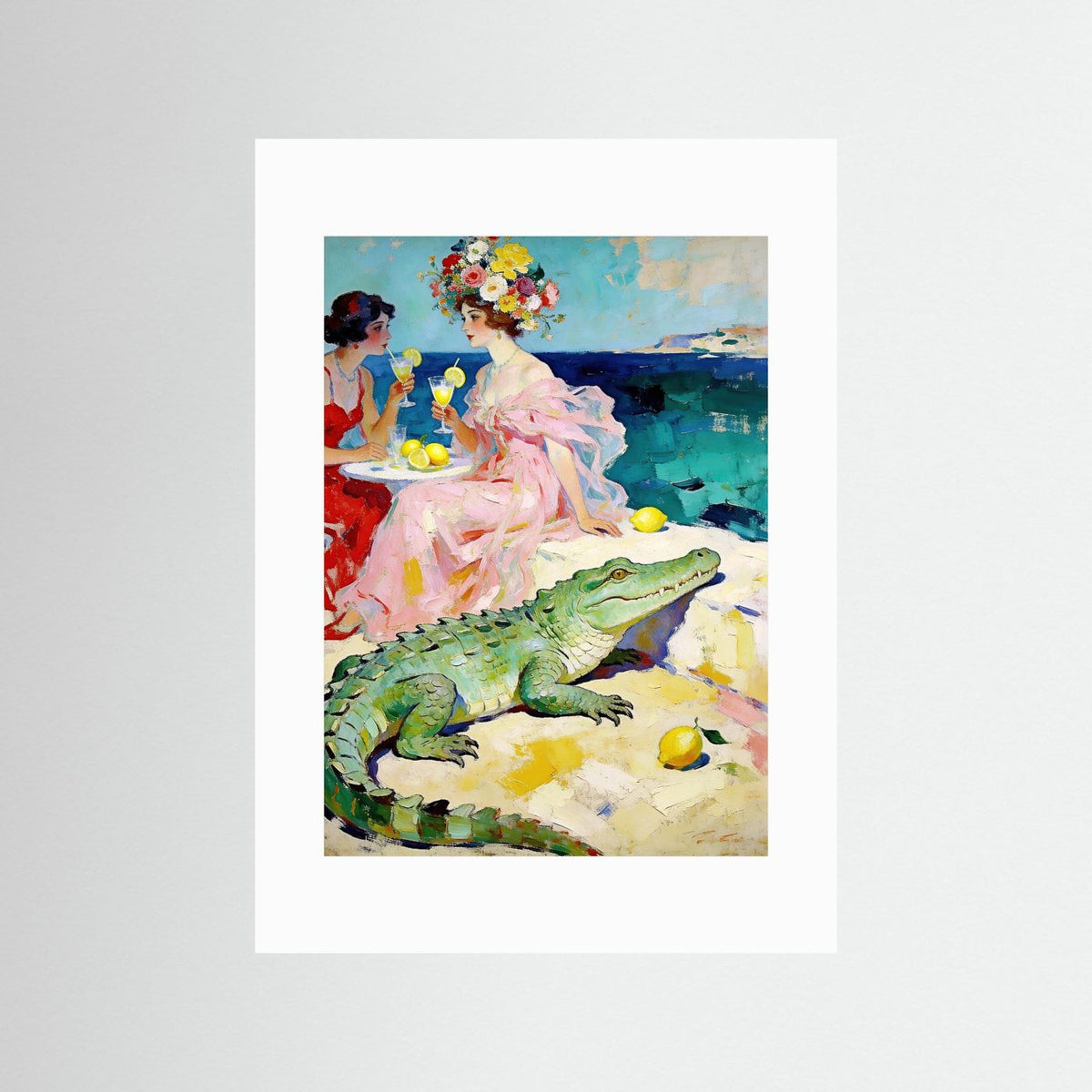 The Riviera Alligator Club fine art print – vintage-inspired wall art by Maison Vintage displayed in an interior