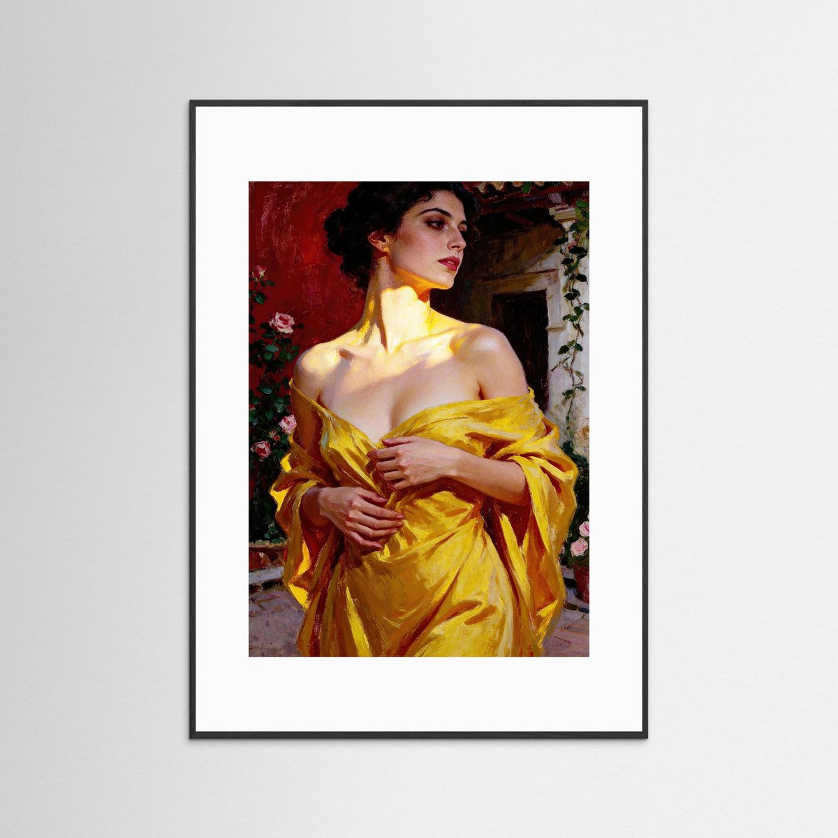 Portrait in Golden Light fine art print – vintage-inspired wall art by Maison Vintage displayed in an interior