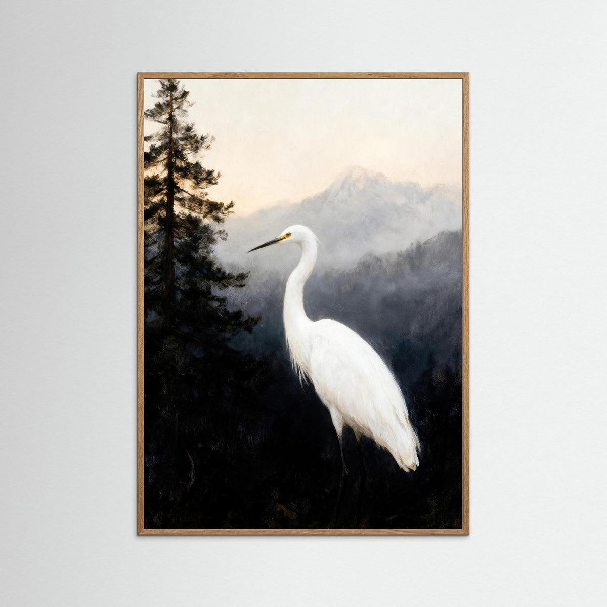 The Silent Heron fine art print – vintage-inspired wall art by Maison Vintage displayed in an interior