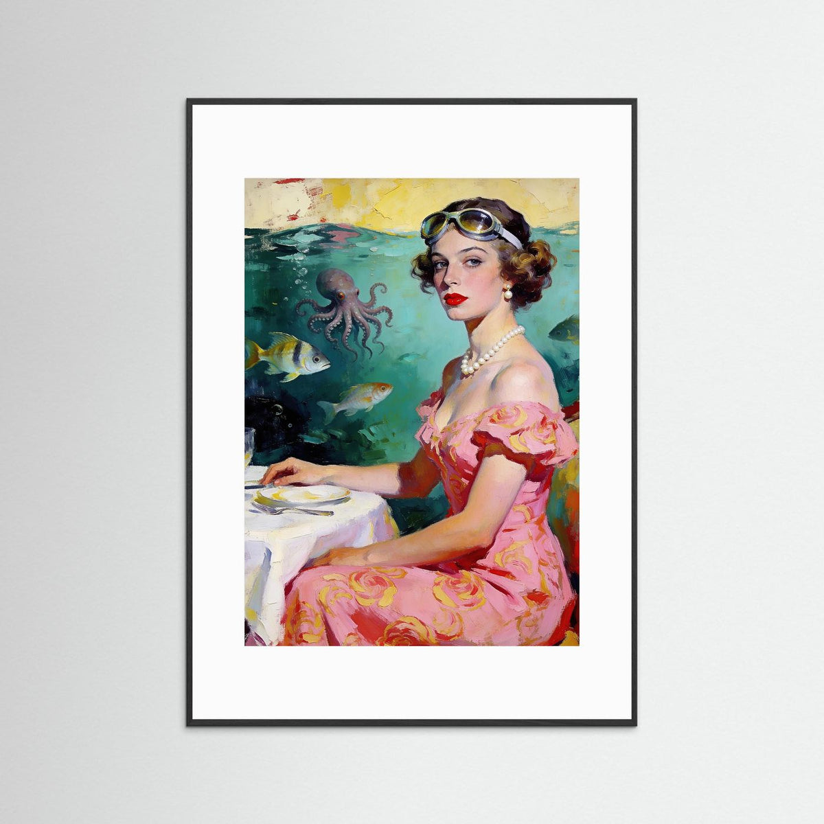 The Underwater Supper Club fine art print – vintage-inspired wall art by Maison Vintage displayed in an interior
