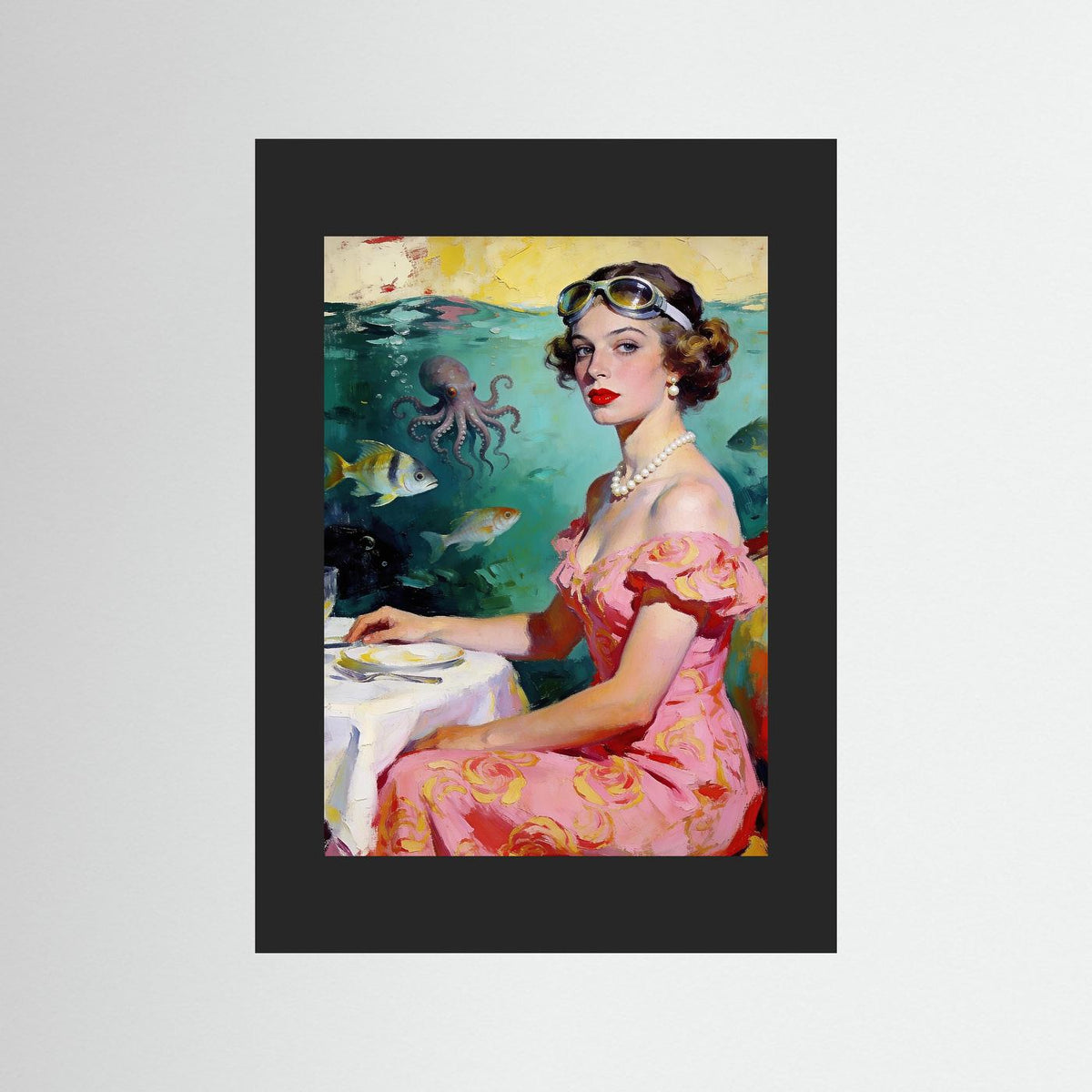 The Underwater Supper Club fine art print – vintage-inspired wall art by Maison Vintage displayed in an interior