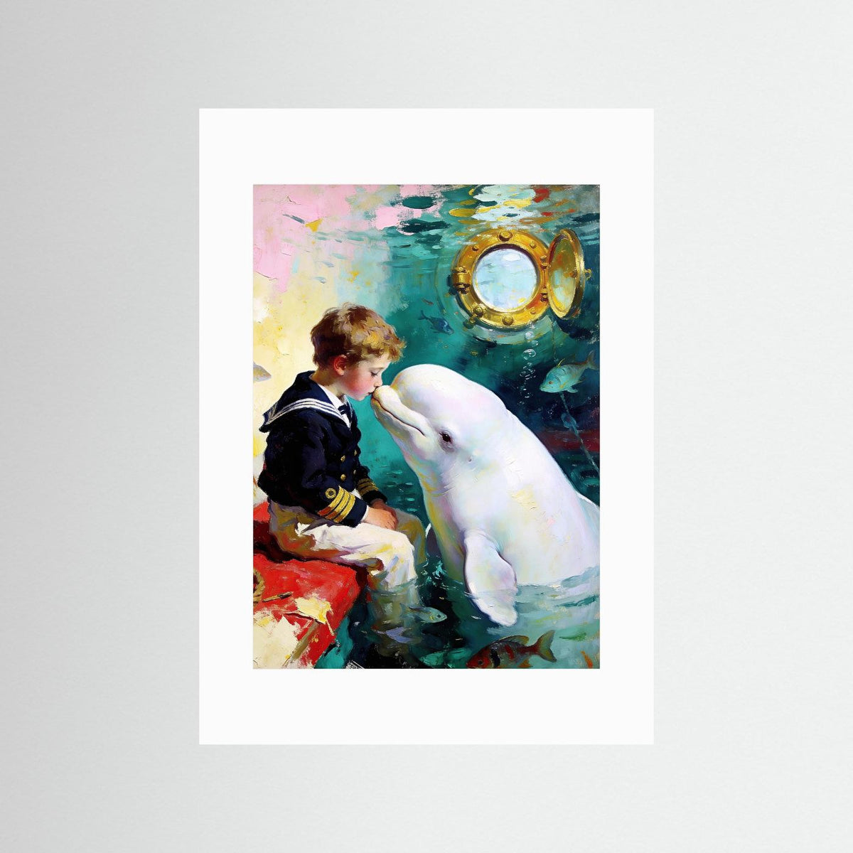 The Kiss fine art print – vintage-inspired wall art by Maison Vintage displayed in an interior
