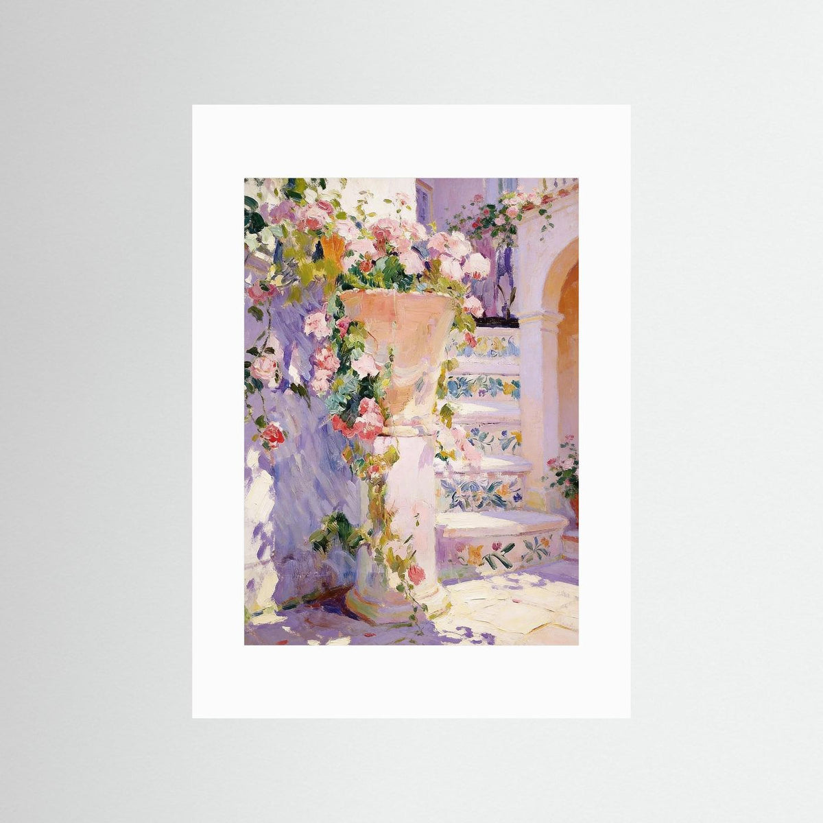 The Sunlit Courtyard fine art print – vintage-inspired wall art by Maison Vintage displayed in an interior