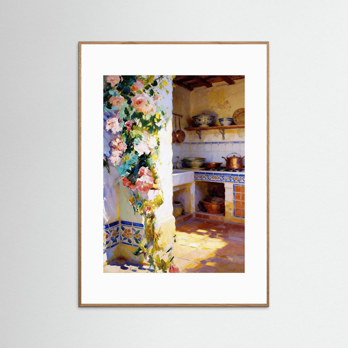 The Blue Tiles fine art print – vintage-inspired wall art by Maison Vintage displayed in an interior