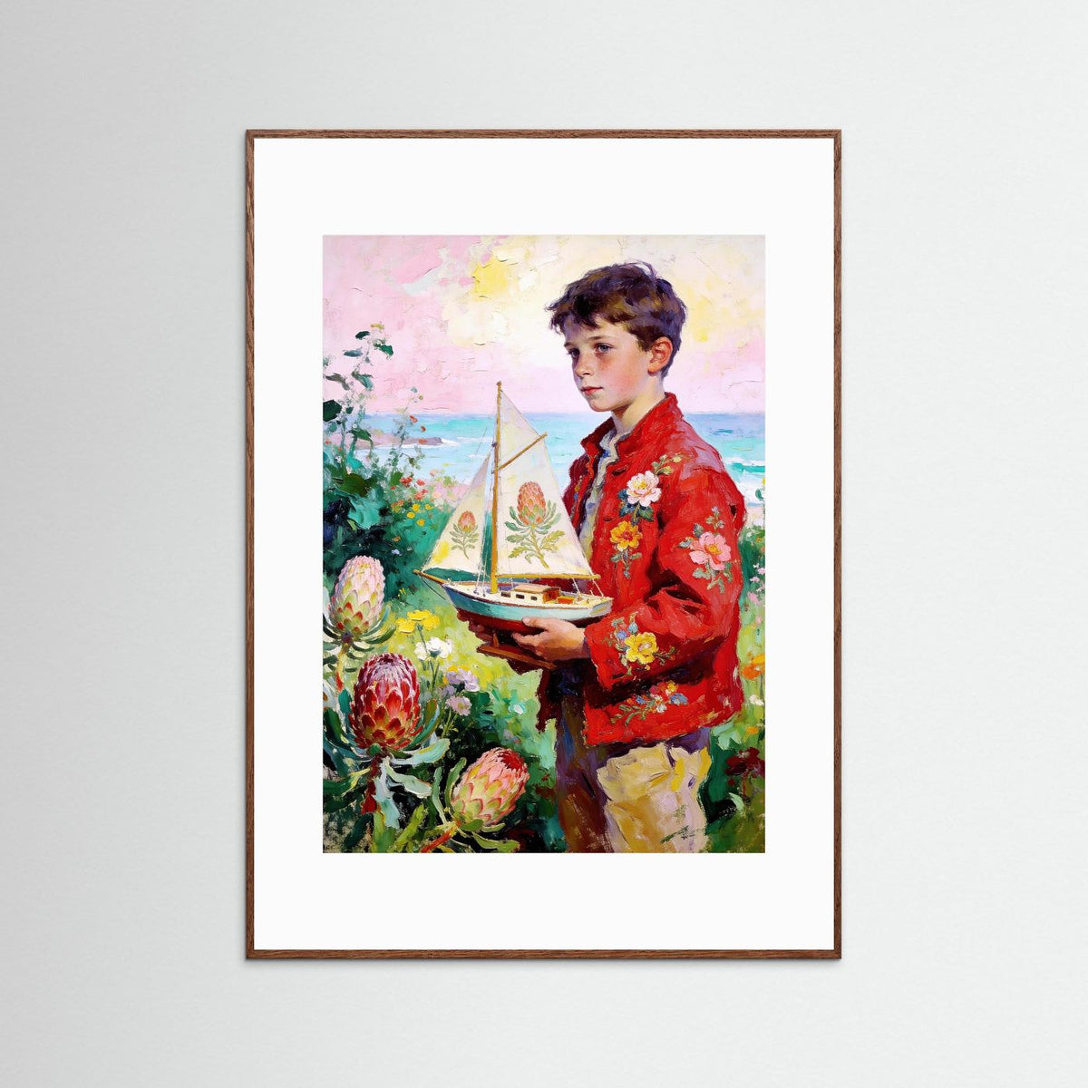 The Flower Sailboat fine art print – vintage-inspired wall art by Maison Vintage displayed in an interior