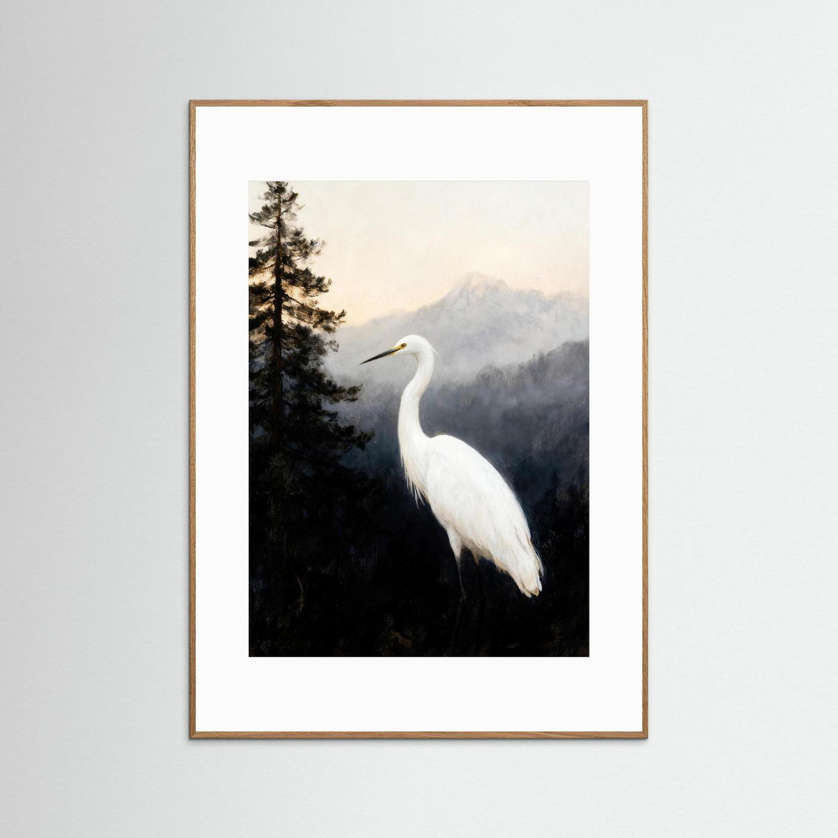 The Silent Heron fine art print – vintage-inspired wall art by Maison Vintage displayed in an interior