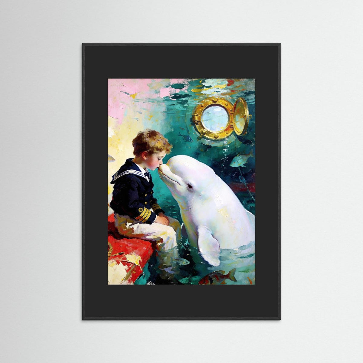 The Kiss fine art print – vintage-inspired wall art by Maison Vintage displayed in an interior