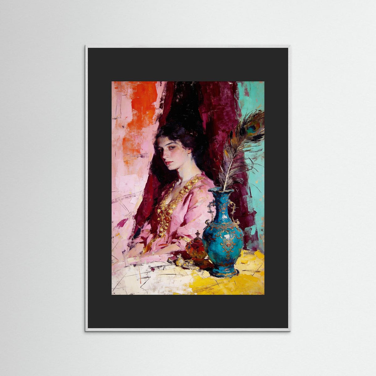The Turquoise Vessel fine art print – vintage-inspired wall art by Maison Vintage displayed in an interior