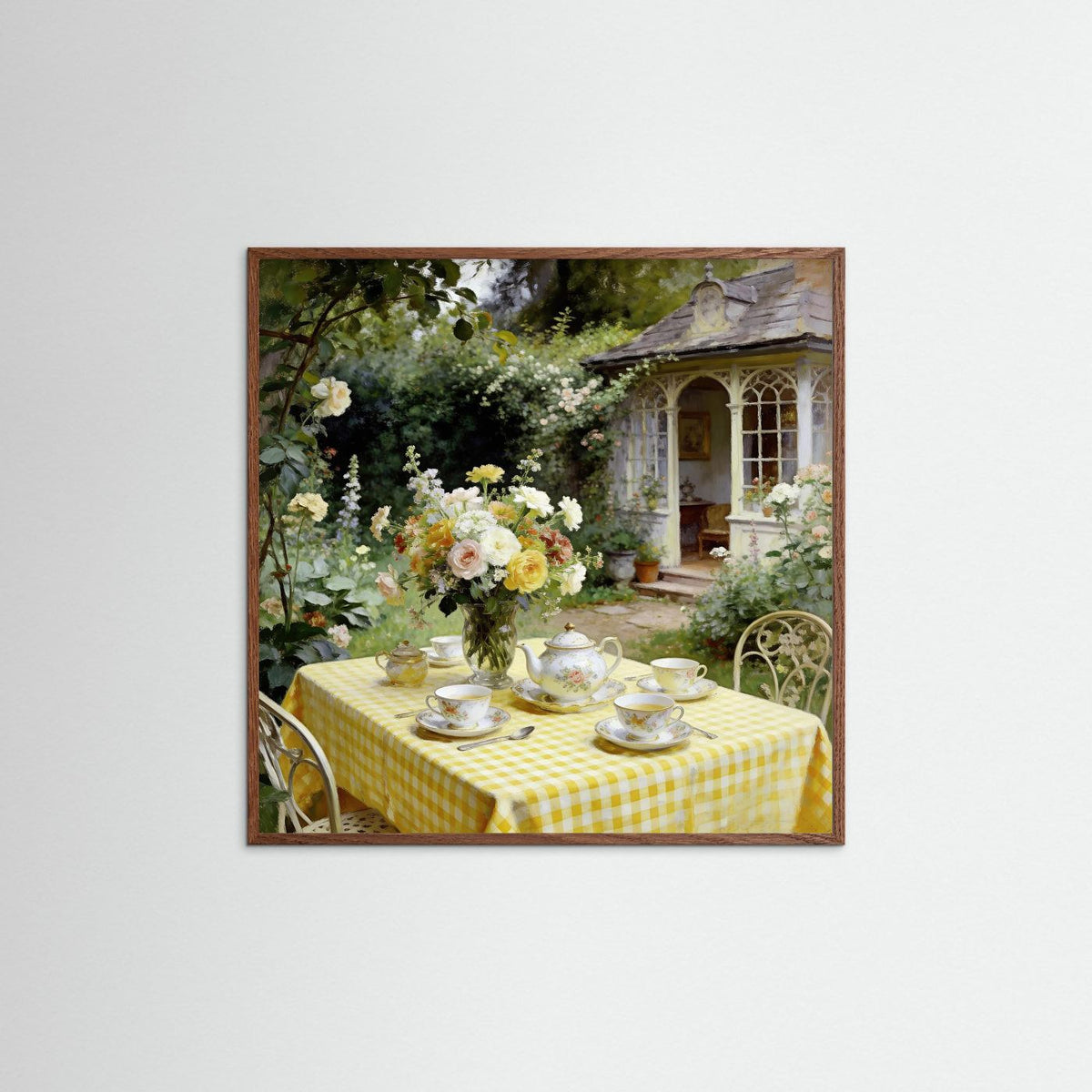 The Garden Tea Party fine art print – vintage-inspired wall art by Maison Vintage displayed in an interior