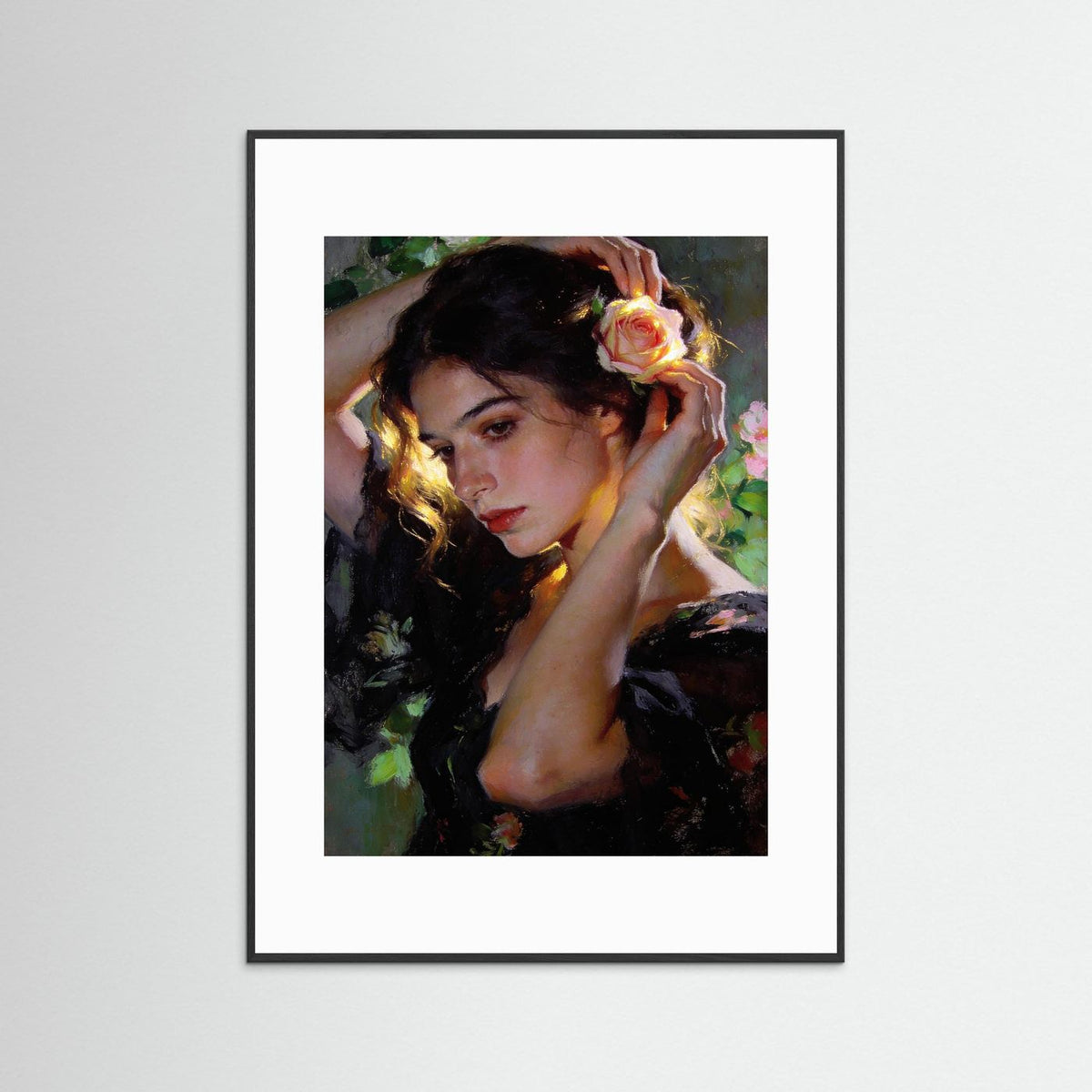 The Rose fine art print – vintage-inspired wall art by Maison Vintage displayed in an interior