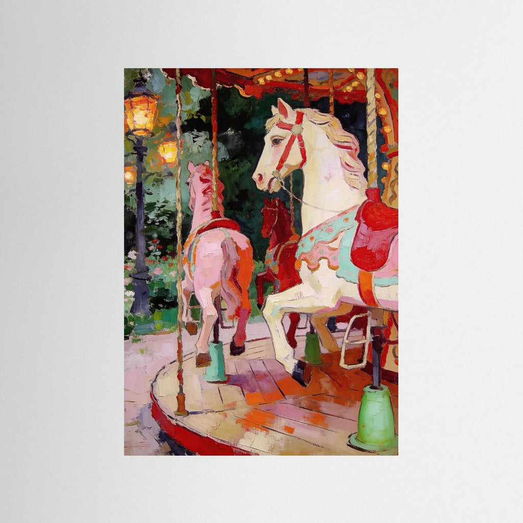 Carousel at Dusk fine art print – vintage-inspired wall art by Maison Vintage displayed in an interior