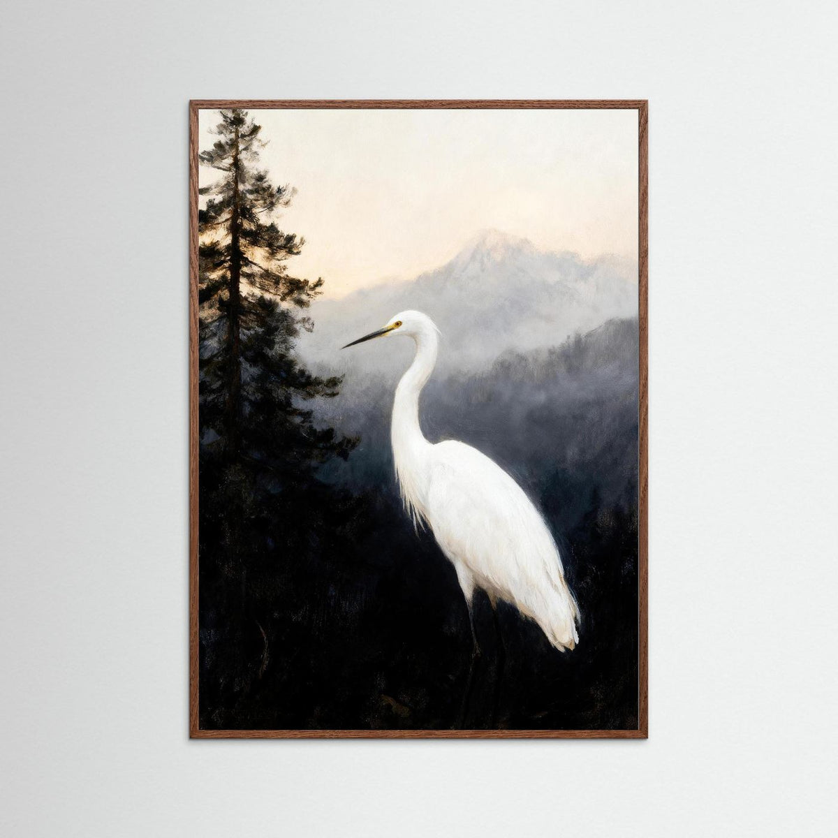 The Silent Heron fine art print – vintage-inspired wall art by Maison Vintage displayed in an interior