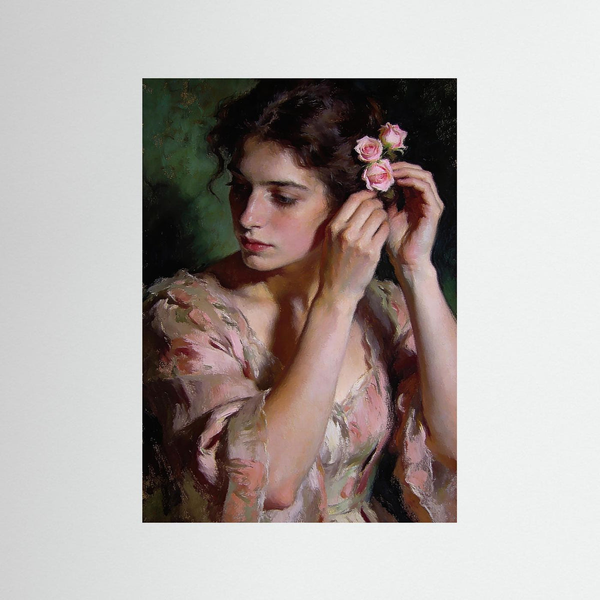 The Pale Roses fine art print – vintage-inspired wall art by Maison Vintage displayed in an interior