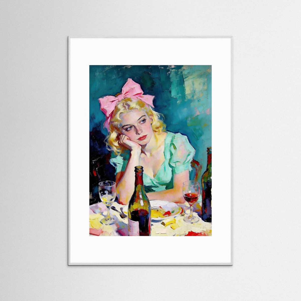 The Pink Bow fine art print – vintage-inspired wall art by Maison Vintage displayed in an interior