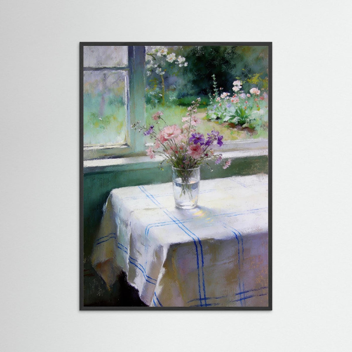 Flowers By The Open Window fine art print – vintage-inspired wall art by Maison Vintage displayed in an interior