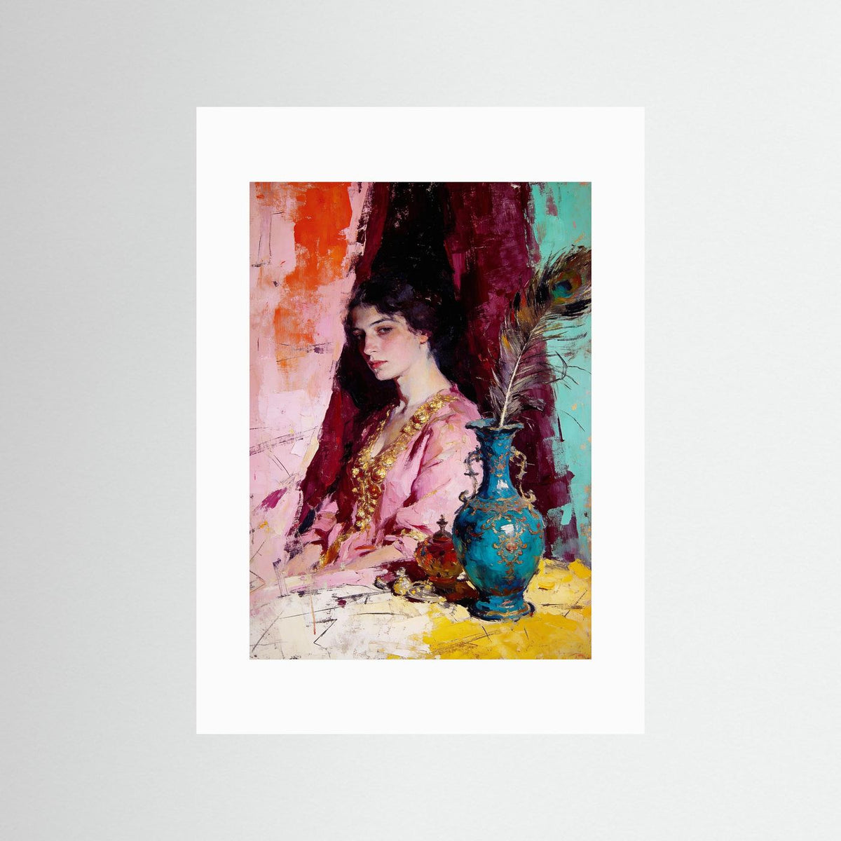 The Turquoise Vessel fine art print – vintage-inspired wall art by Maison Vintage displayed in an interior