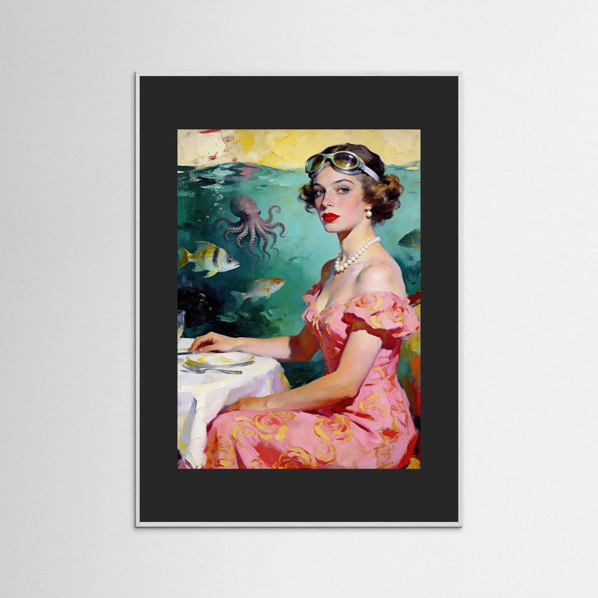 The Underwater Supper Club fine art print – vintage-inspired wall art by Maison Vintage displayed in an interior
