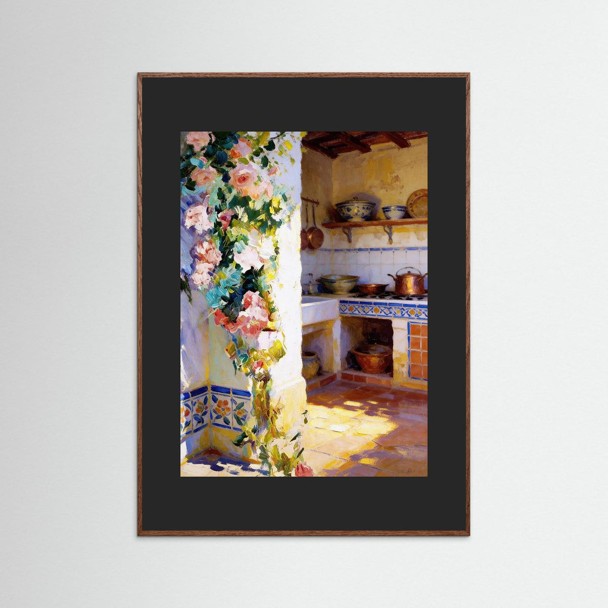 The Blue Tiles fine art print – vintage-inspired wall art by Maison Vintage displayed in an interior