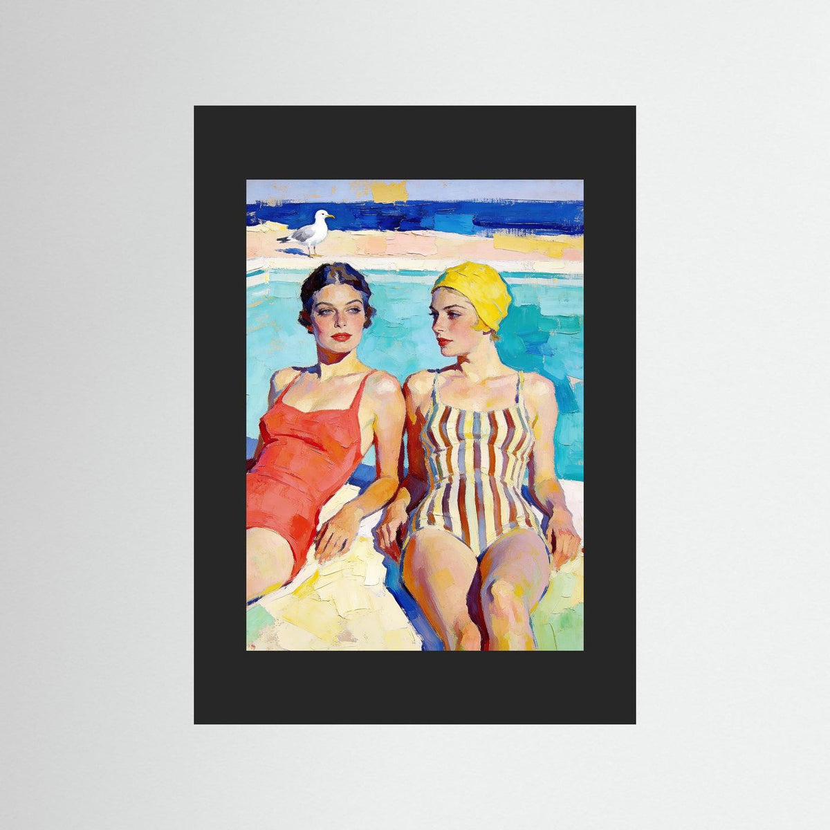 The Yellow Swim Cap fine art print – vintage-inspired wall art by Maison Vintage displayed in an interior