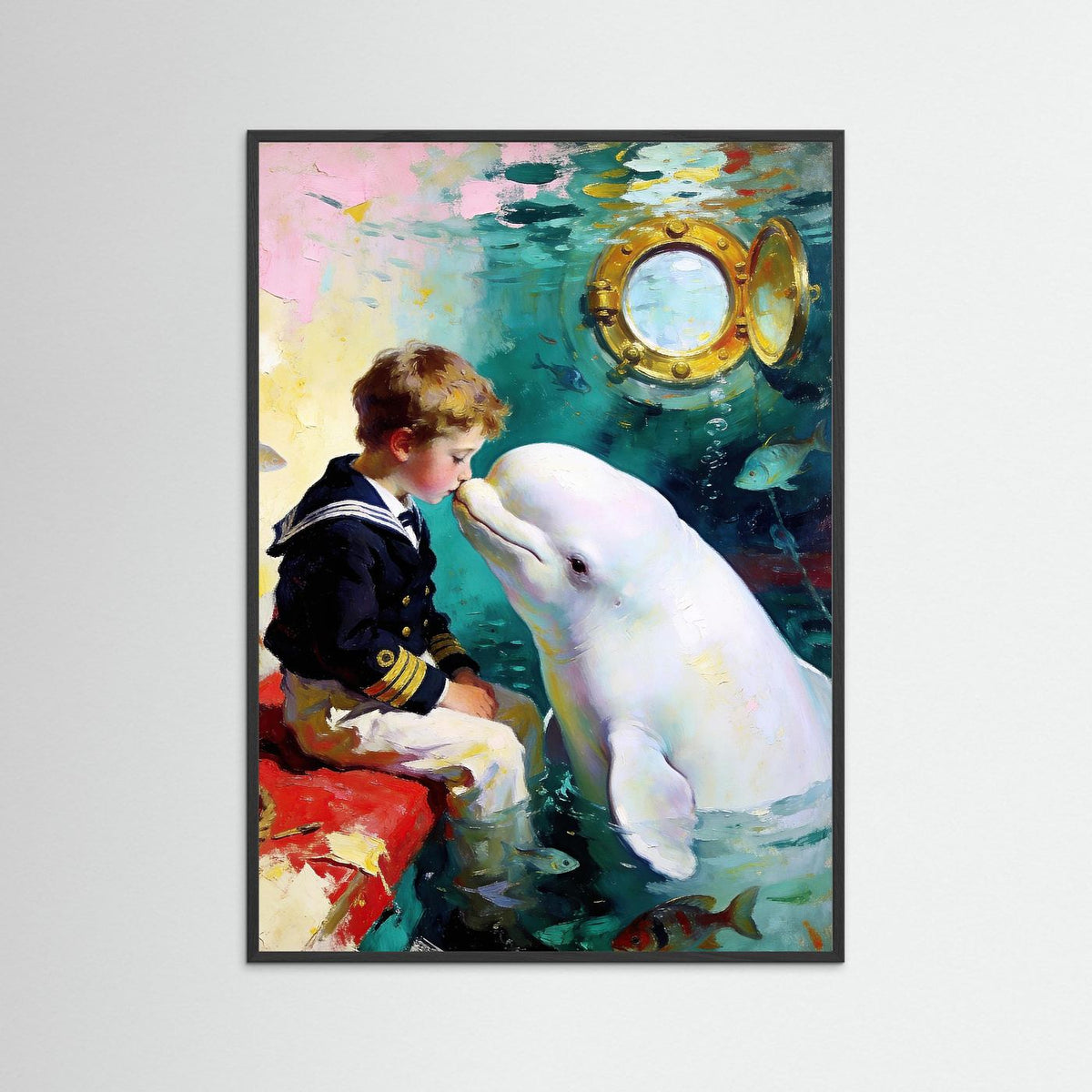 The Kiss fine art print – vintage-inspired wall art by Maison Vintage displayed in an interior