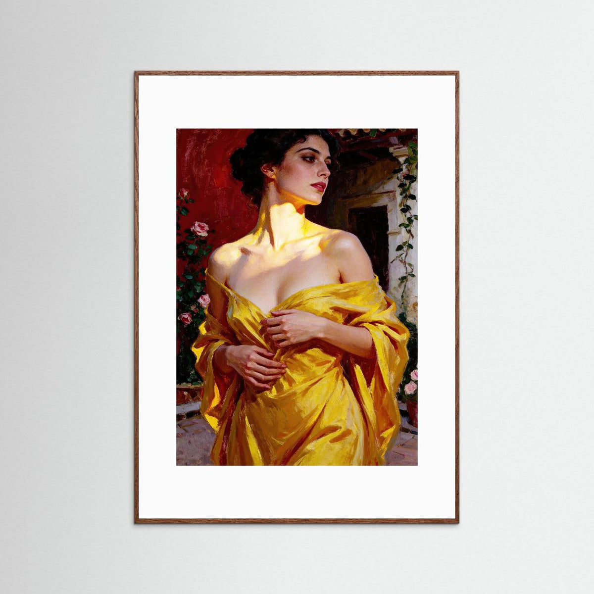 Portrait in Golden Light fine art print – vintage-inspired wall art by Maison Vintage displayed in an interior