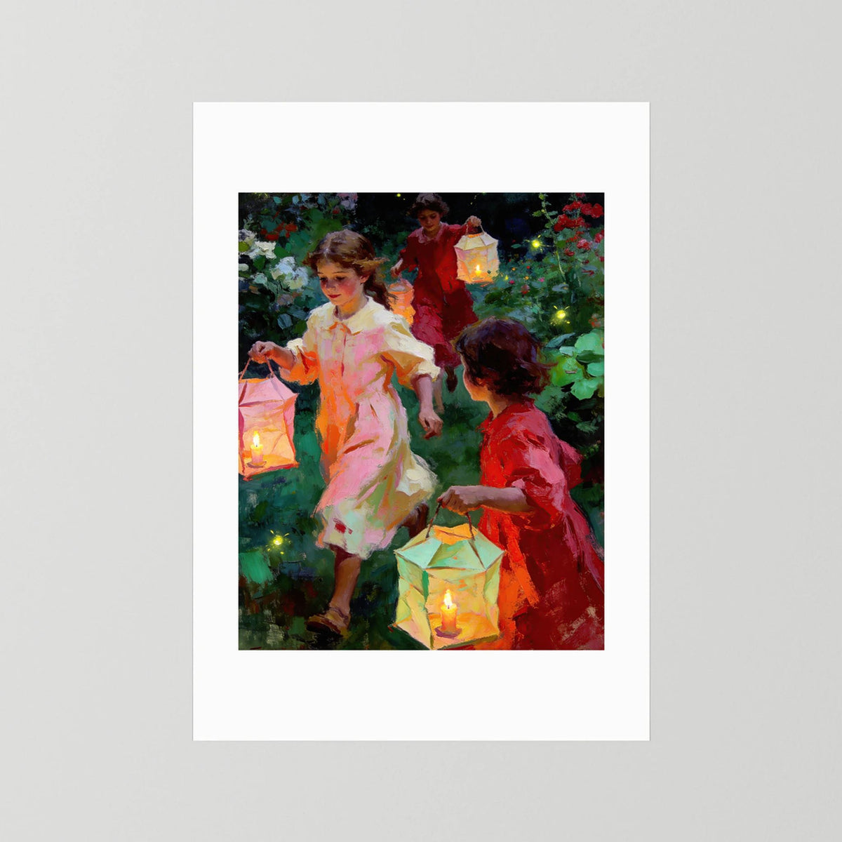 The Lantern Walk fine art print – vintage-inspired wall art by Maison Vintage displayed in an interior