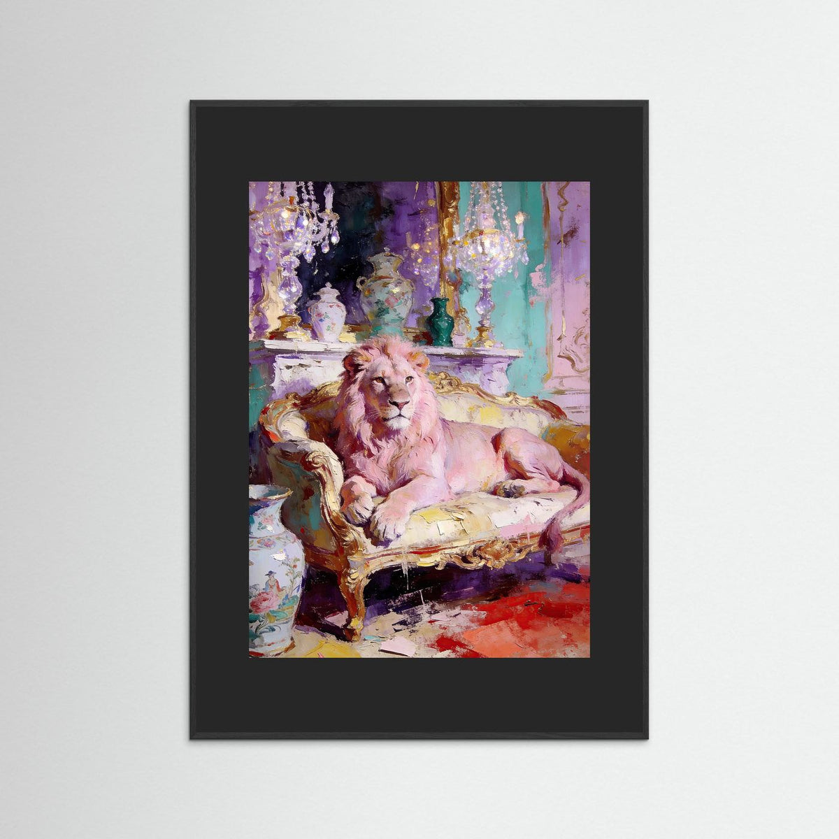 The Rococo Lion fine art print – vintage-inspired wall art by Maison Vintage displayed in an interior