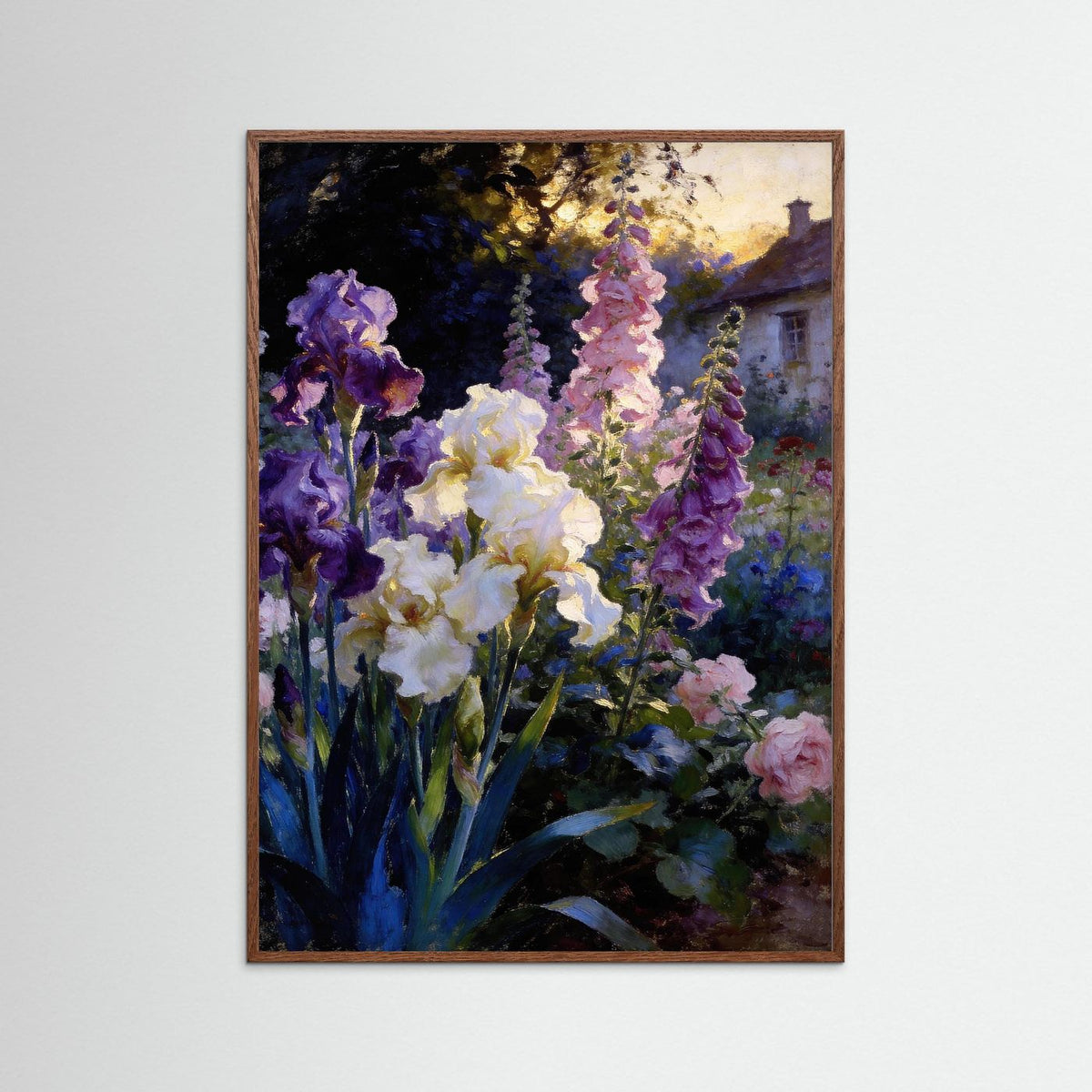 The Secret Cottage Garden fine art print – vintage-inspired wall art by Maison Vintage displayed in an interior