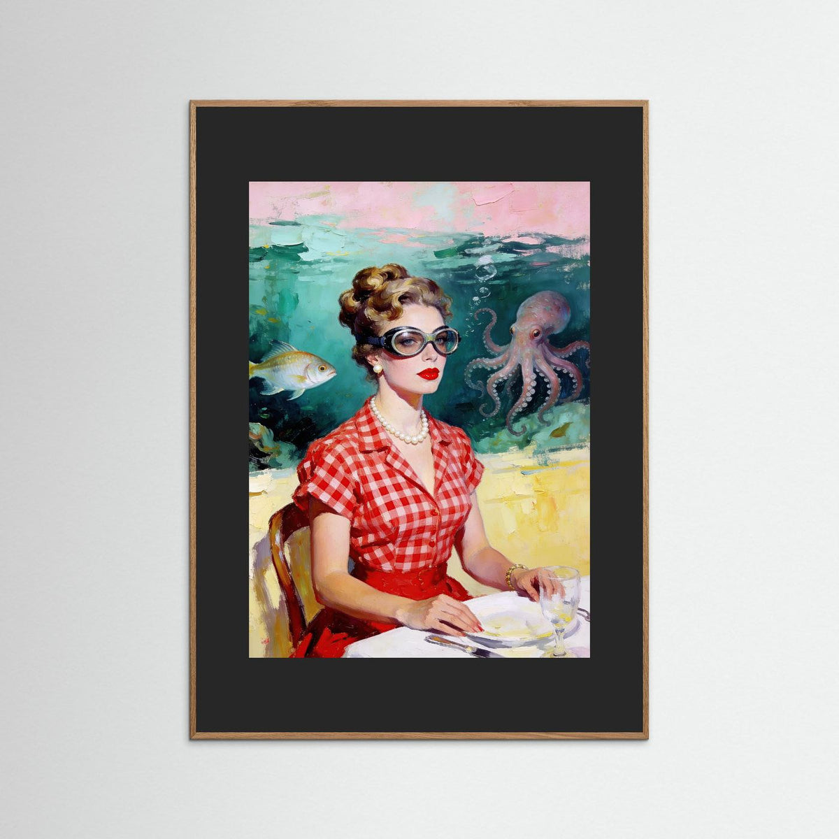 The Underwater Brasserie fine art print – vintage-inspired wall art by Maison Vintage displayed in an interior