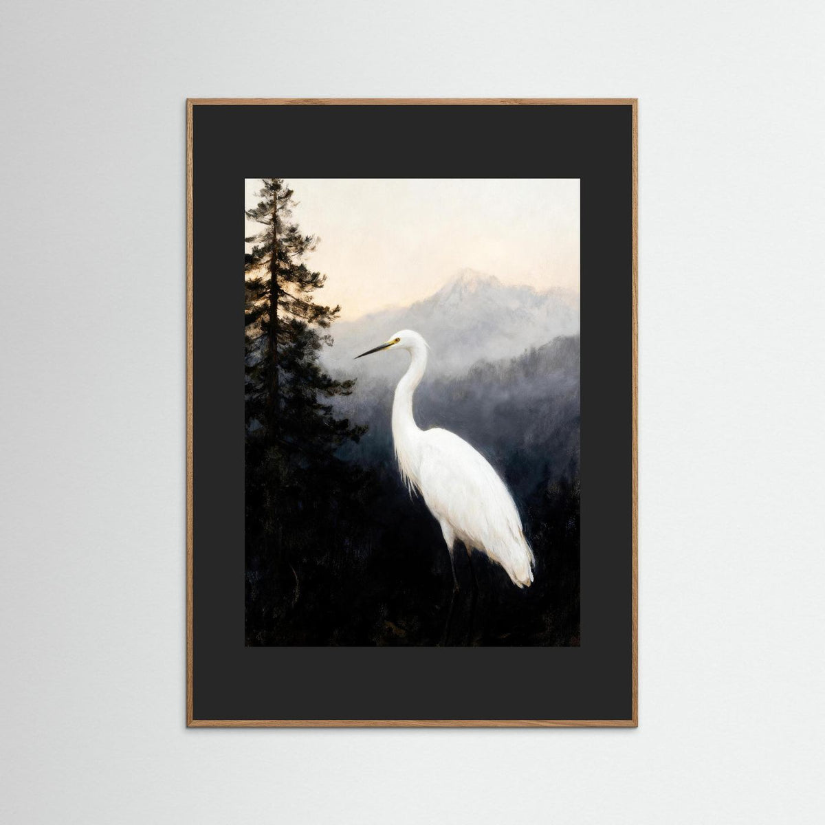 The Silent Heron fine art print – vintage-inspired wall art by Maison Vintage displayed in an interior