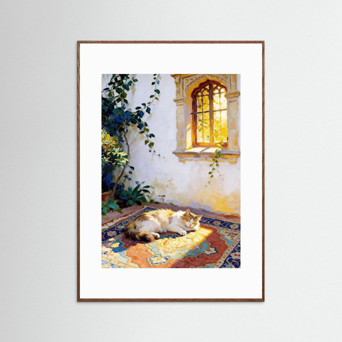 The Sleepy Cat fine art print – vintage-inspired wall art by Maison Vintage displayed in an interior