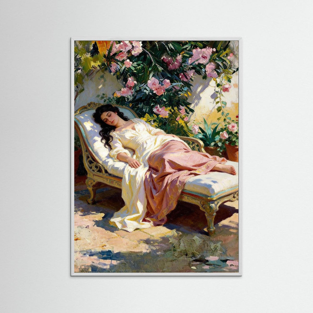 Sleeping Beneath the Oleanders fine art print – vintage-inspired wall art by Maison Vintage displayed in an interior