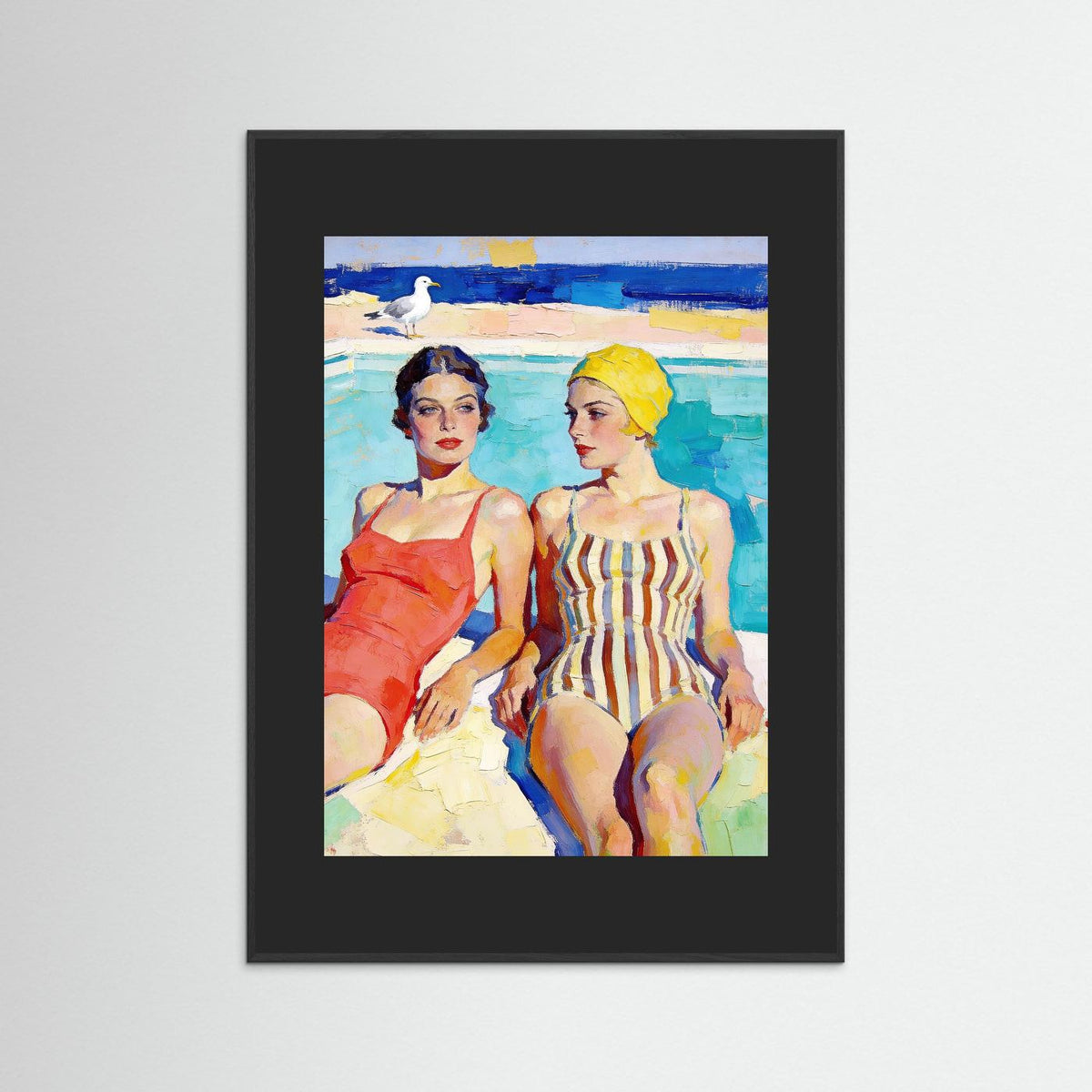 The Yellow Swim Cap fine art print – vintage-inspired wall art by Maison Vintage displayed in an interior