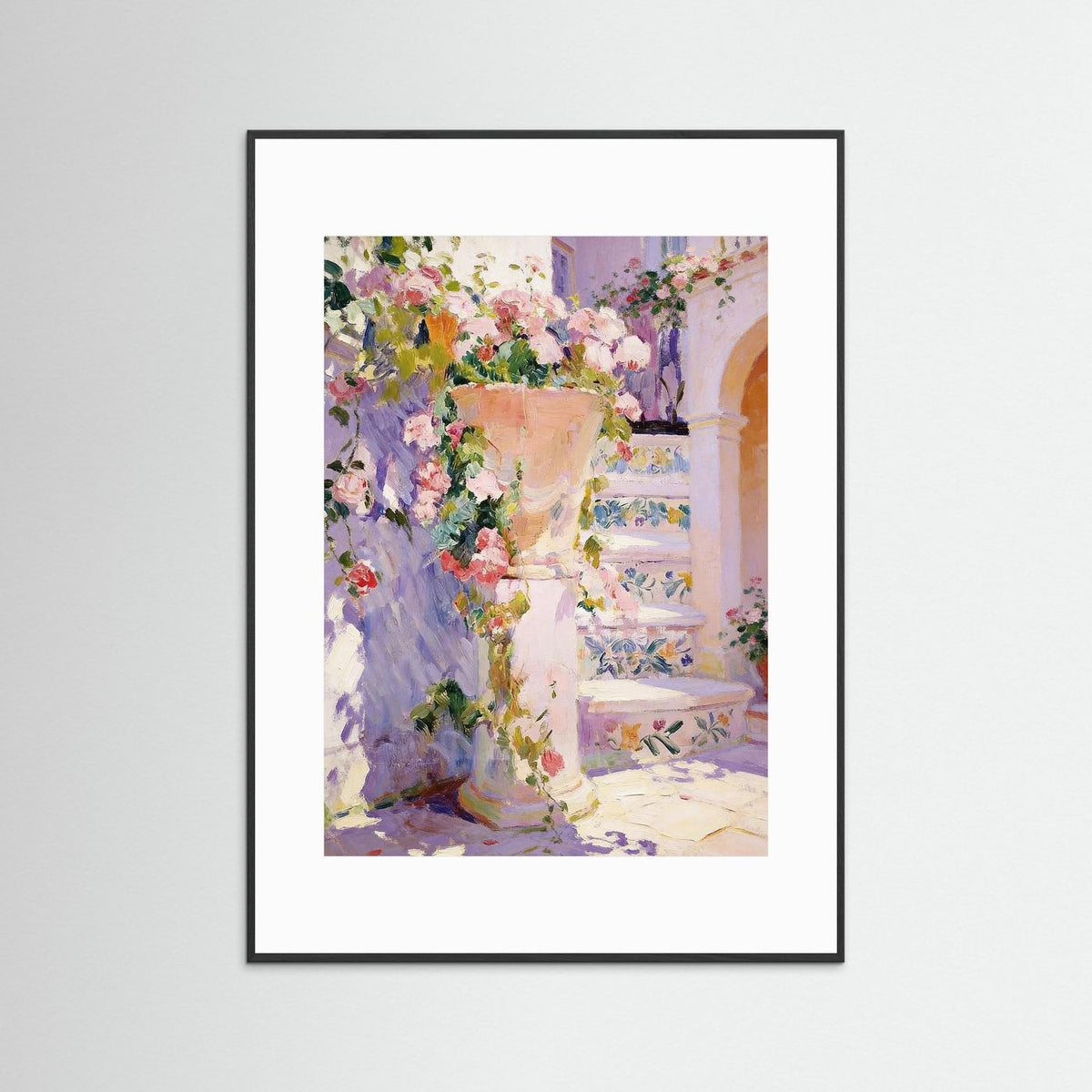 The Sunlit Courtyard fine art print – vintage-inspired wall art by Maison Vintage displayed in an interior