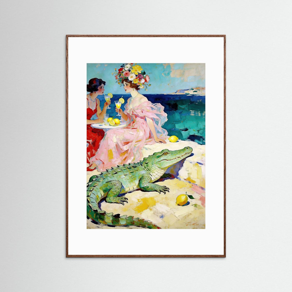 The Riviera Alligator Club fine art print – vintage-inspired wall art by Maison Vintage displayed in an interior