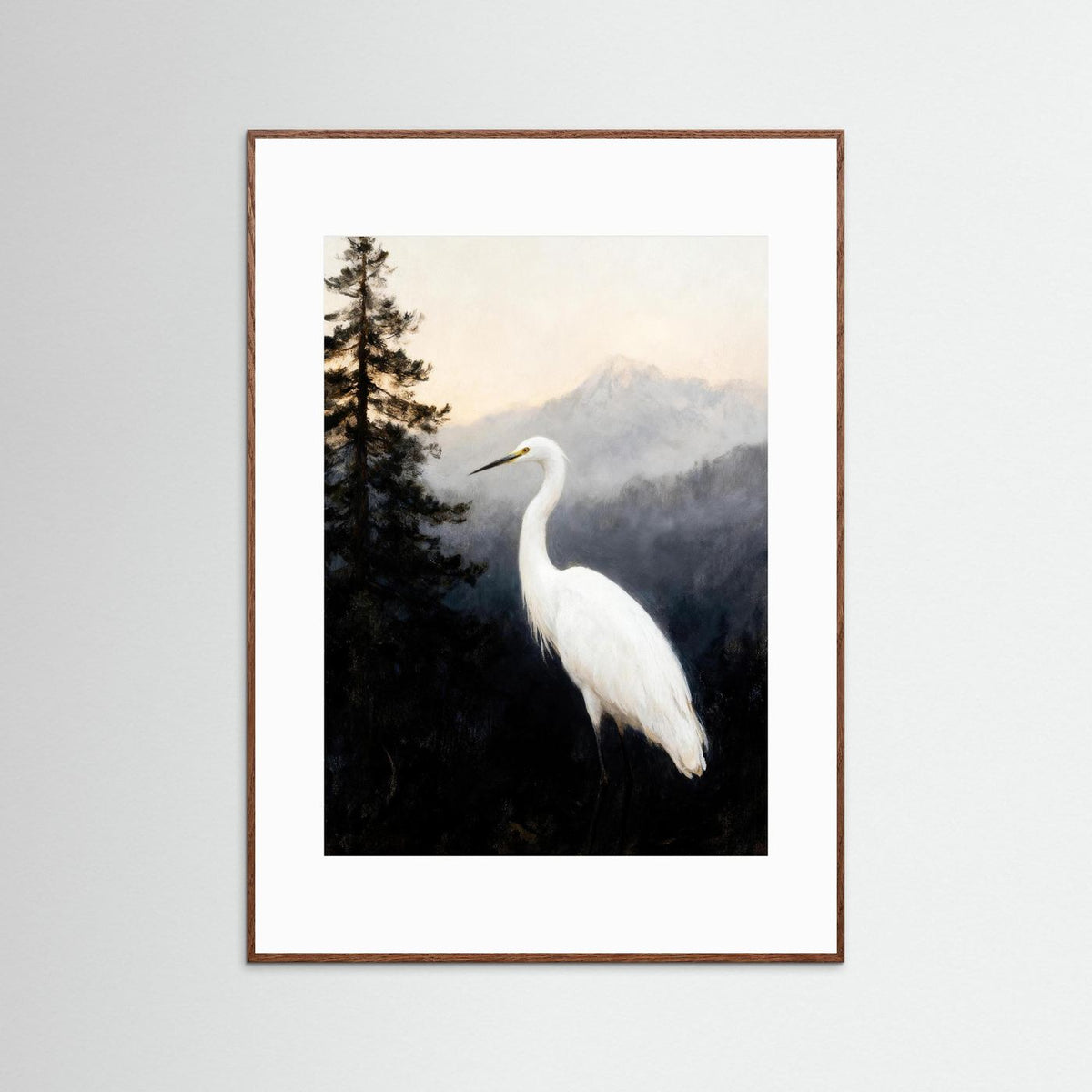The Silent Heron fine art print – vintage-inspired wall art by Maison Vintage displayed in an interior
