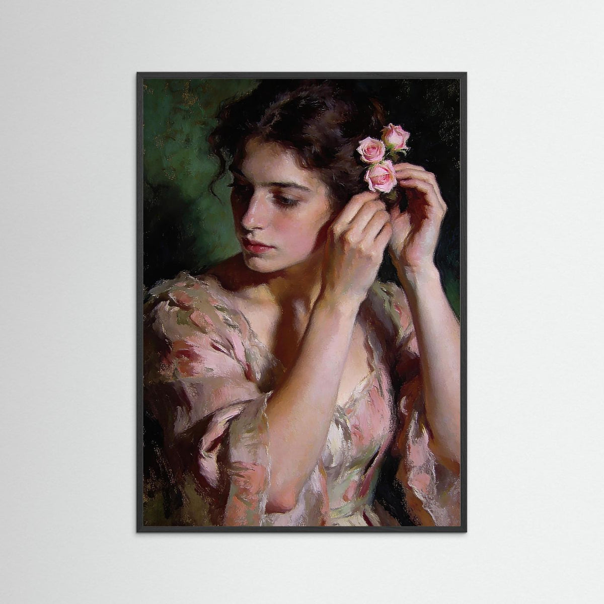 The Pale Roses fine art print – vintage-inspired wall art by Maison Vintage displayed in an interior