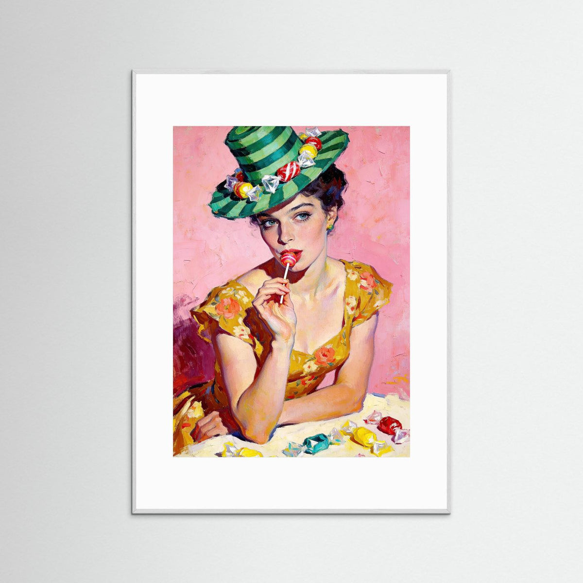 The Candy Hat fine art print – vintage-inspired wall art by Maison Vintage displayed in an interior