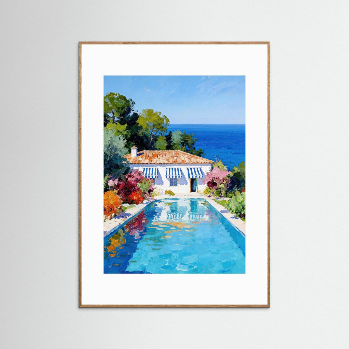 The Blue House on the Riviera fine art print – vintage-inspired wall art by Maison Vintage displayed in an interior