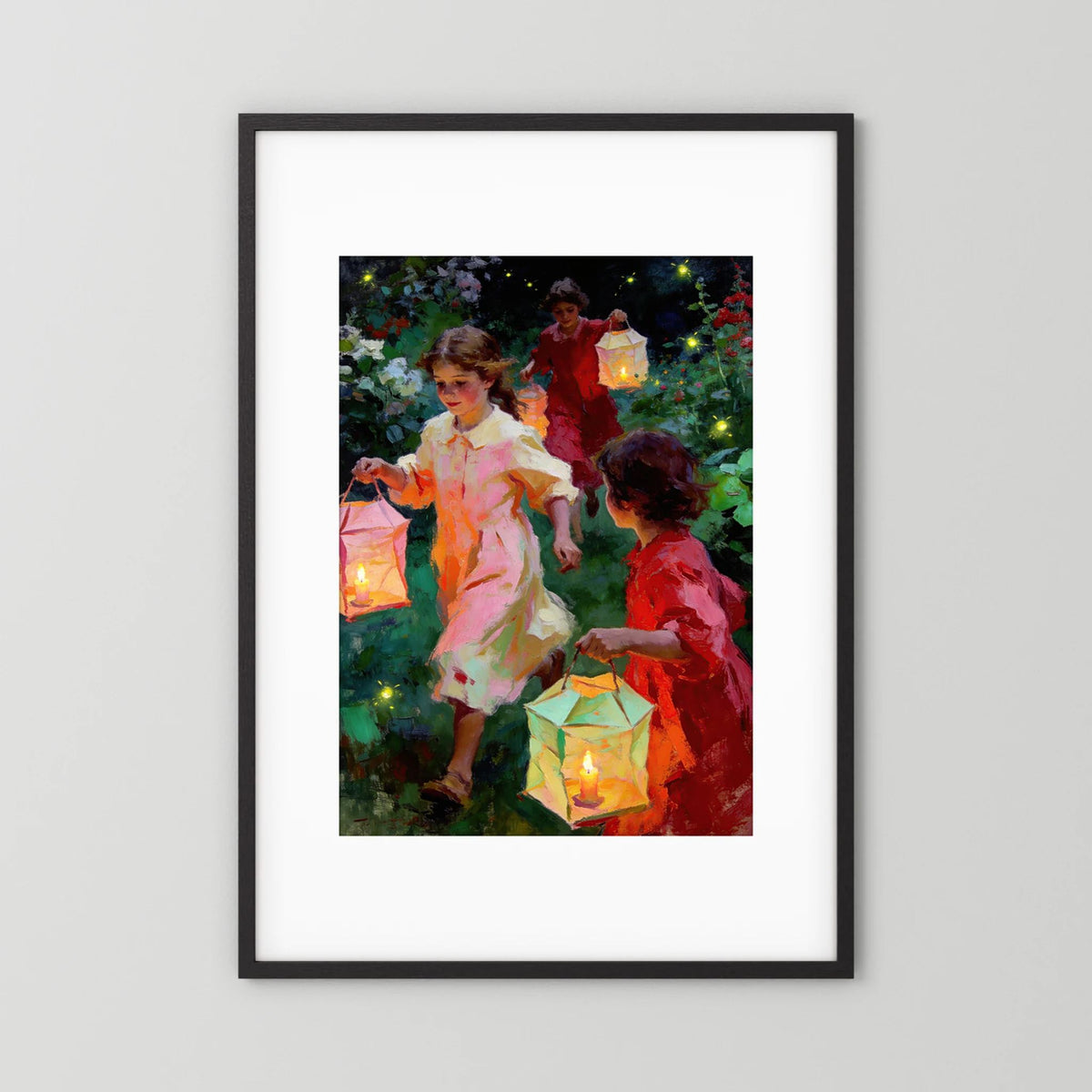 The Lantern Walk fine art print – vintage-inspired wall art by Maison Vintage displayed in an interior