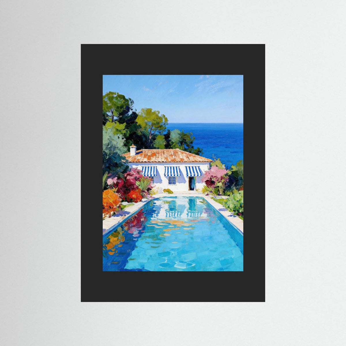 The Blue House on the Riviera fine art print – vintage-inspired wall art by Maison Vintage displayed in an interior