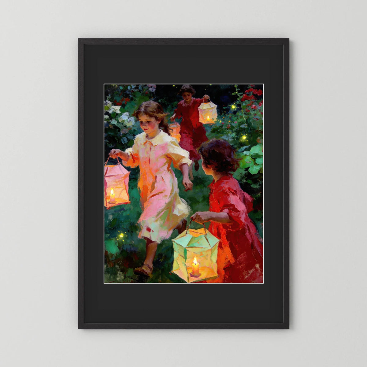 The Lantern Walk fine art print – vintage-inspired wall art by Maison Vintage displayed in an interior