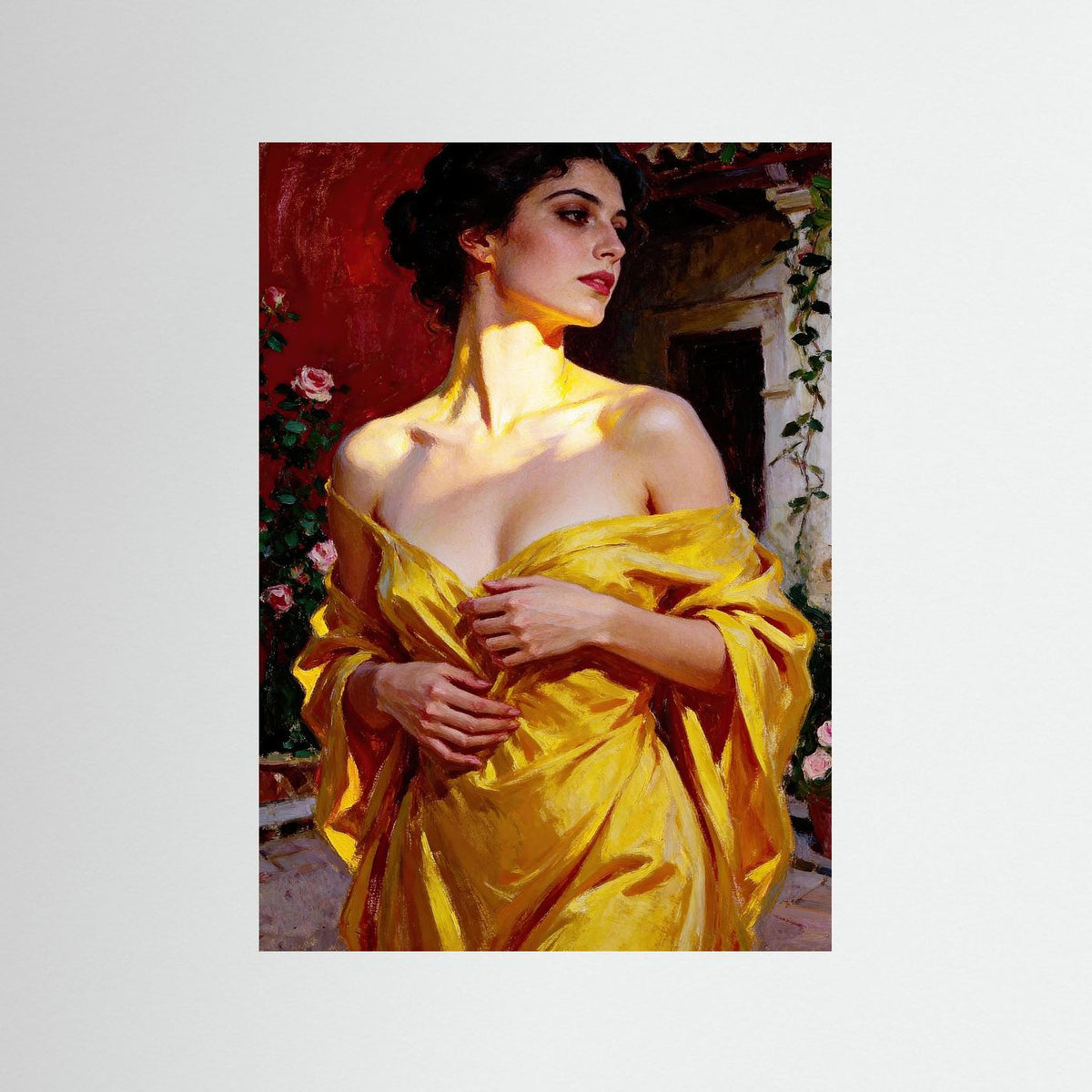 Portrait in Golden Light fine art print – vintage-inspired wall art by Maison Vintage displayed in an interior