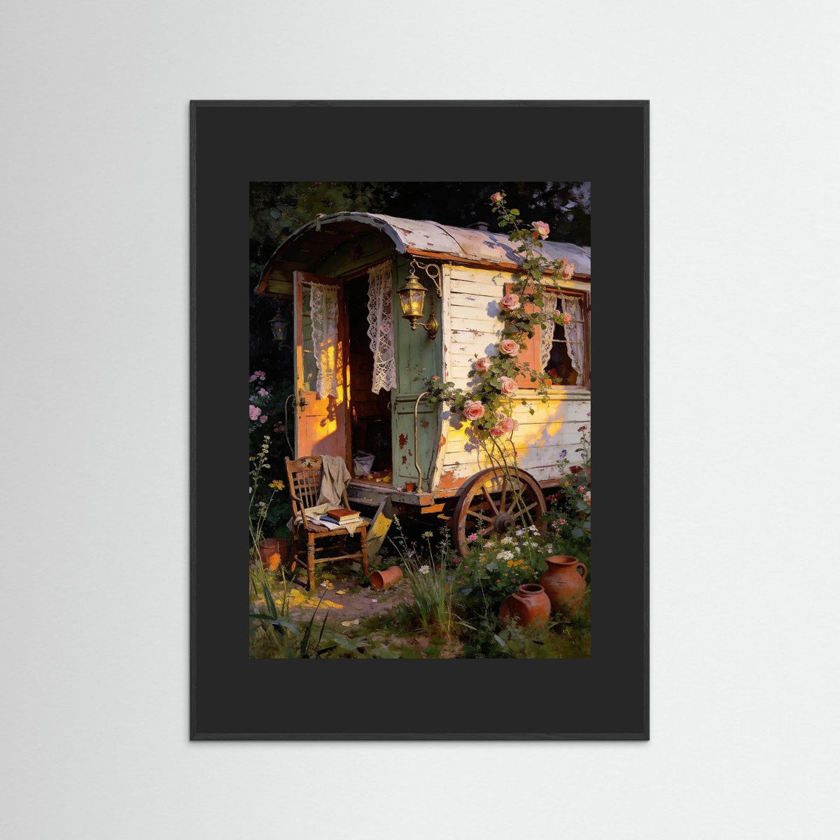 The Rose Caravan fine art print – vintage-inspired wall art by Maison Vintage displayed in an interior