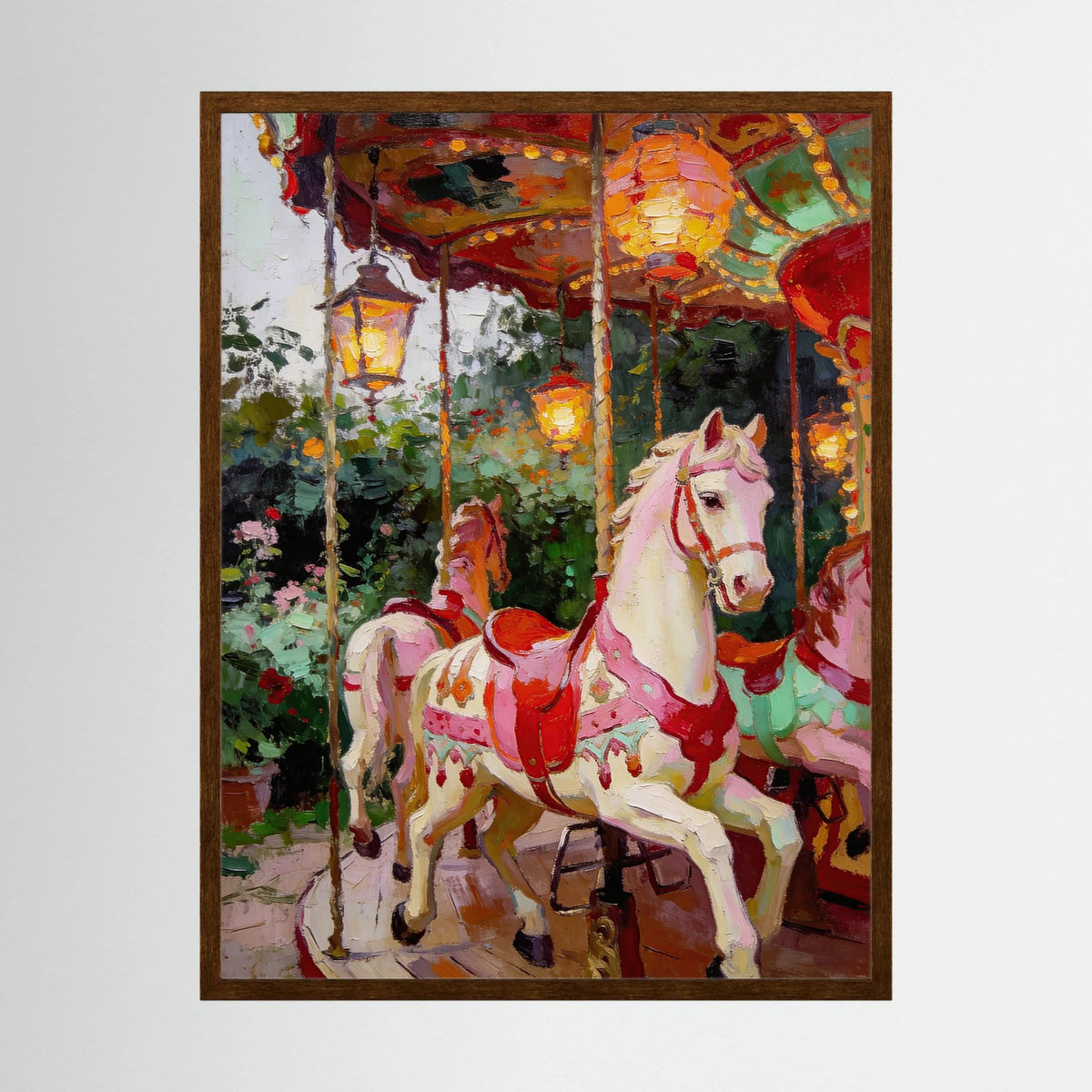 The Enchanted Carousel fine art print – vintage-inspired wall art by Maison Vintage displayed in an interior