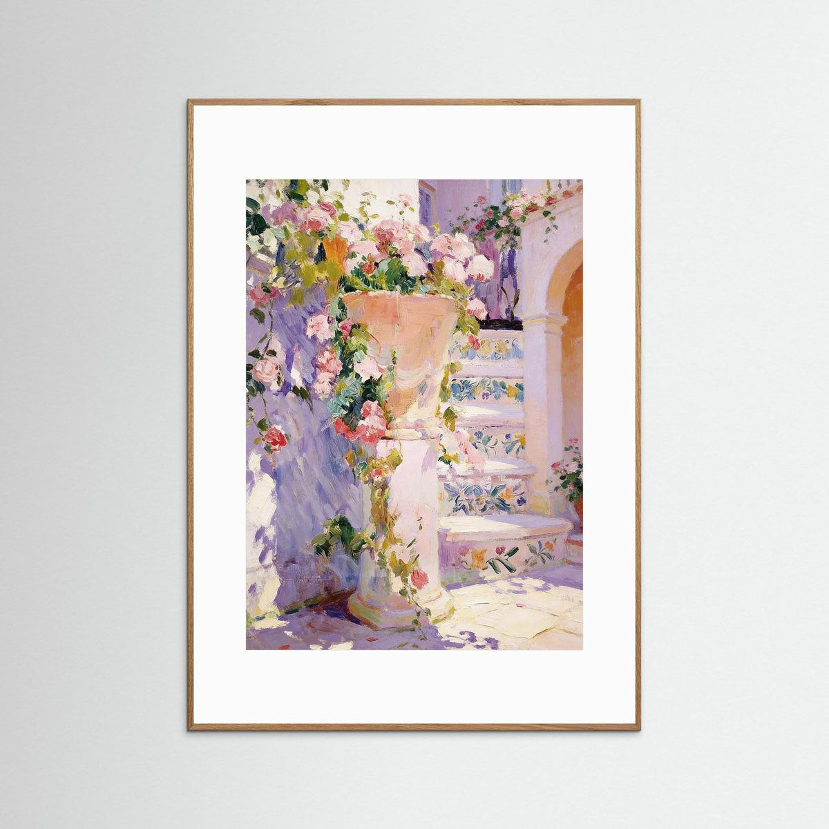 The Sunlit Courtyard fine art print – vintage-inspired wall art by Maison Vintage displayed in an interior