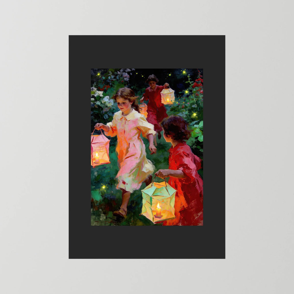 The Lantern Walk fine art print – vintage-inspired wall art by Maison Vintage displayed in an interior