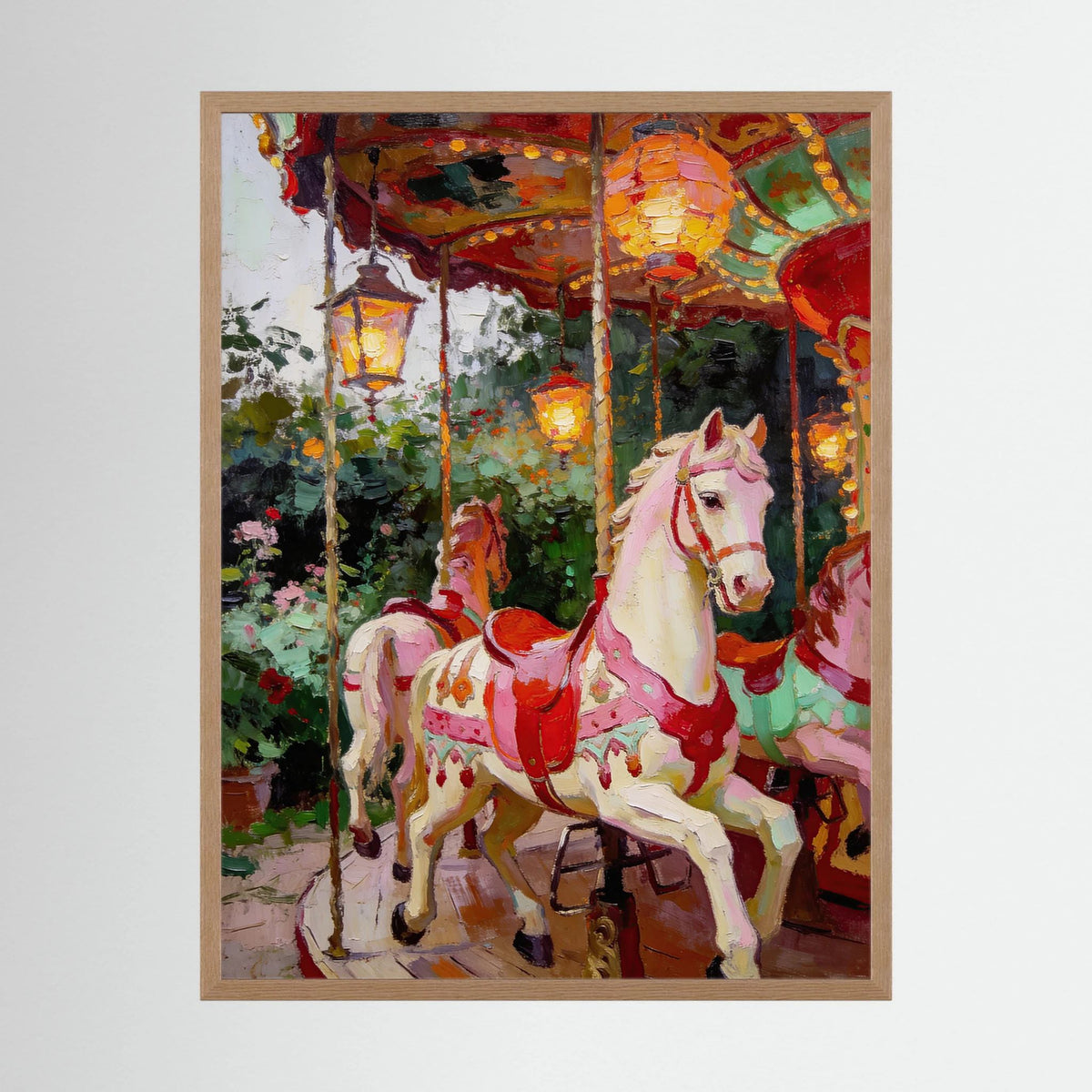 The Enchanted Carousel fine art print – vintage-inspired wall art by Maison Vintage displayed in an interior