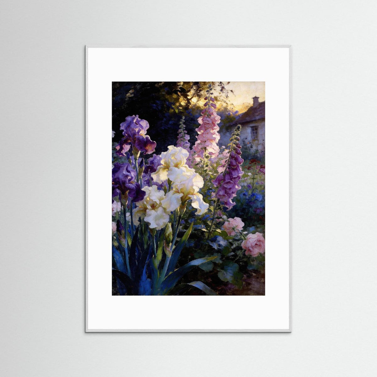 The Secret Cottage Garden fine art print – vintage-inspired wall art by Maison Vintage displayed in an interior