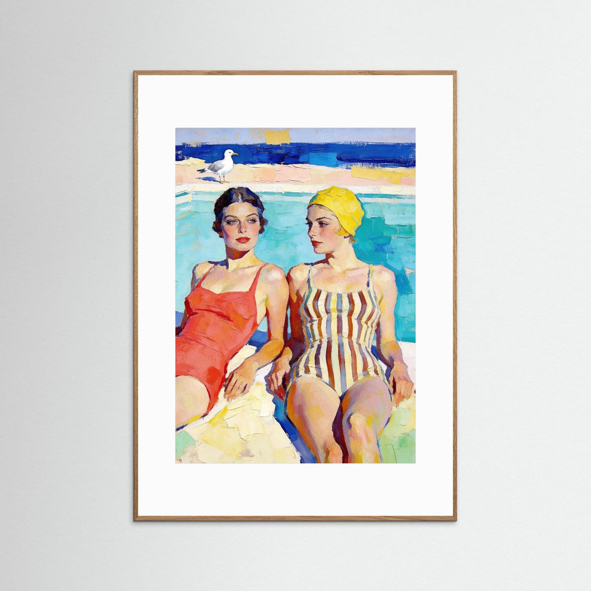 The Yellow Swim Cap fine art print – vintage-inspired wall art by Maison Vintage displayed in an interior